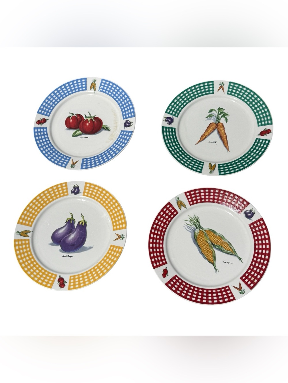 Tabletops Unlimited Fresh Vegetables Dinner Plates Set 4 Cottagecore Kitchen